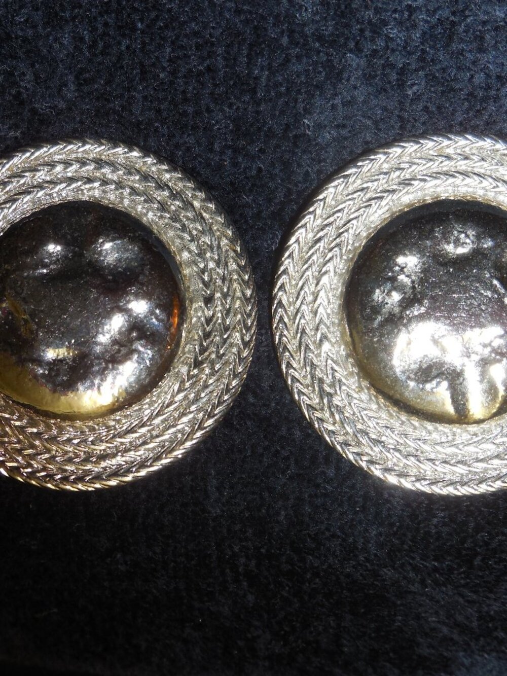 Hammered Silver Circle Cut Earrings Clip On Vintage